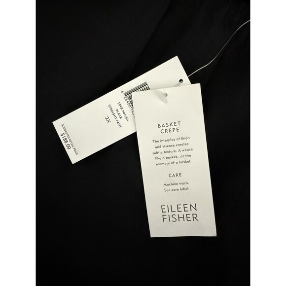 EILEEN FISHER Washable Crepe Wide Leg Pant 2XL Black Linen Blend Lagenlook New - Picture 5 of 13